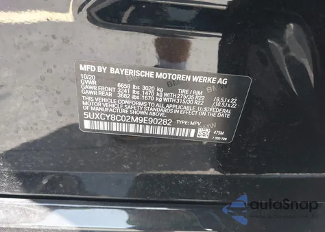 2021 BMW X6 M50I z USA, uszkodzony, nr VIN 5UXCY8C02M9E90282